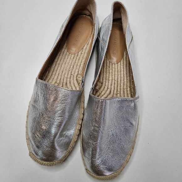 Banana Republic Silver Espadrilles Slip On Shoes Women's 10 - Picture 3 of 9